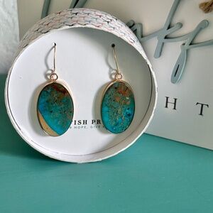 NWT 14K Gold Plated Jasper Earrings
